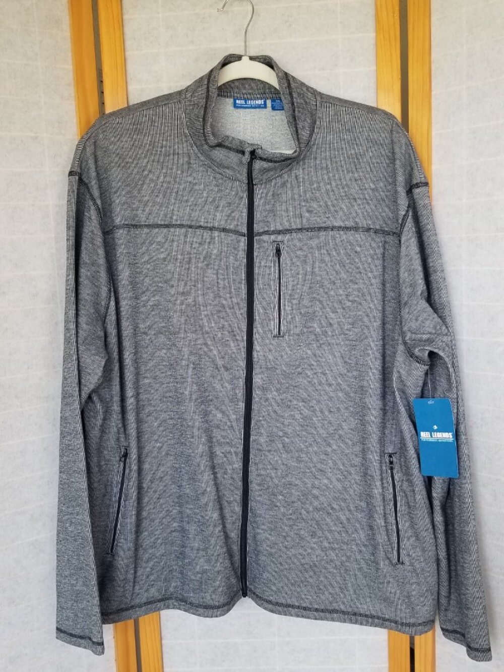 Men's Reel Legends Full Zip Jacket Navy Blue Heather Zipper Pockets Size 3X NWT